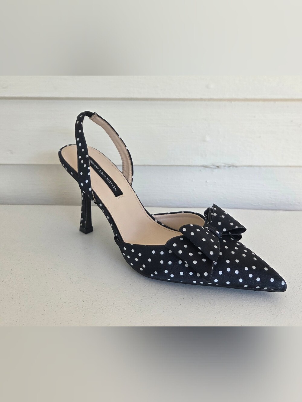 French Connection Betti Bow Polka Dot Slingback Pumps Size 8